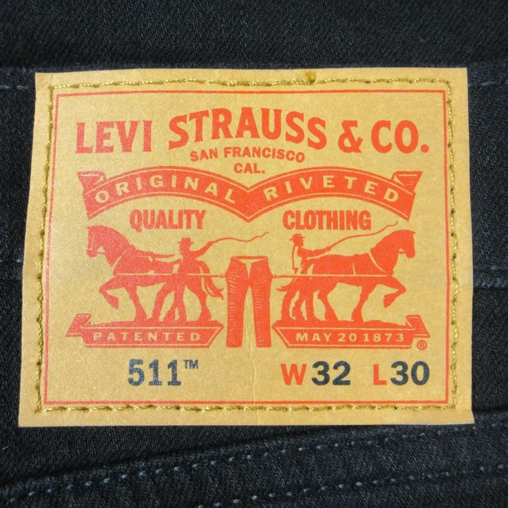 LEVI'S 511 Slim Fit Stretch Jeans Mens Sz 32x30 Classic Black Denim Slim Leg NWT